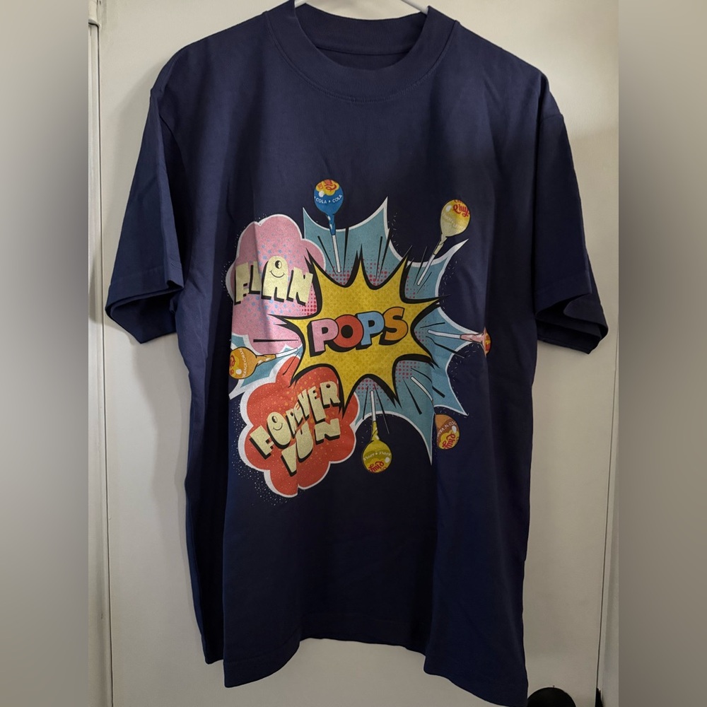 Flan Labs Sample Shirt, Chupa Chups Navy, Size Medium NWOT